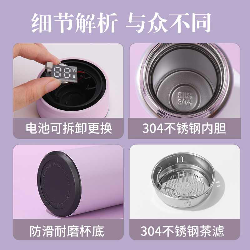 Description Picture 5 of itemTemperature Display Insulated Vacuum Flask Replaceable Battery Thermos Cup Double Wall Steel Water Bottle Sports Thermos Bottle