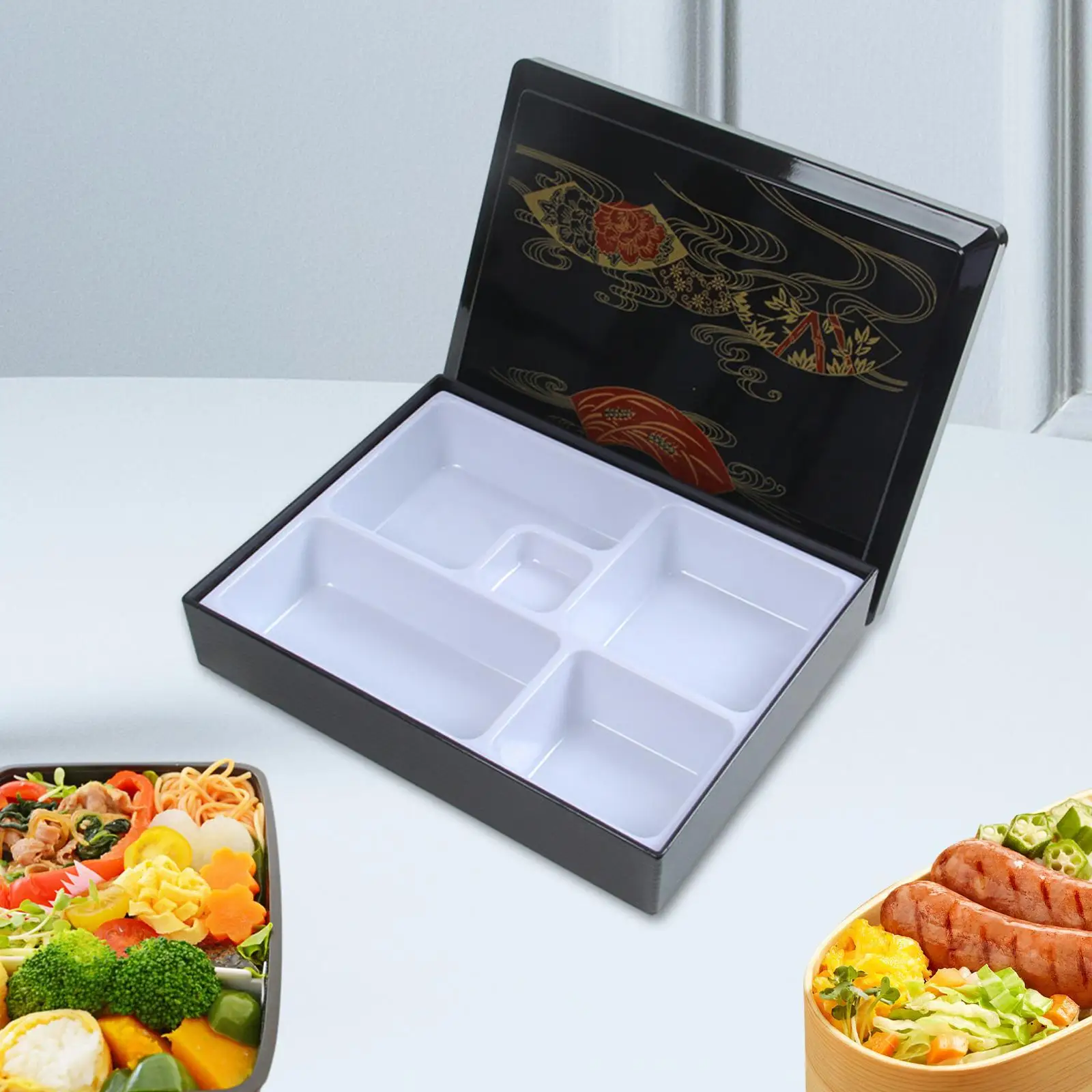 Japanese Bento Box with Lid Lunch Box for Business Sushi, Rice, Sauce Home