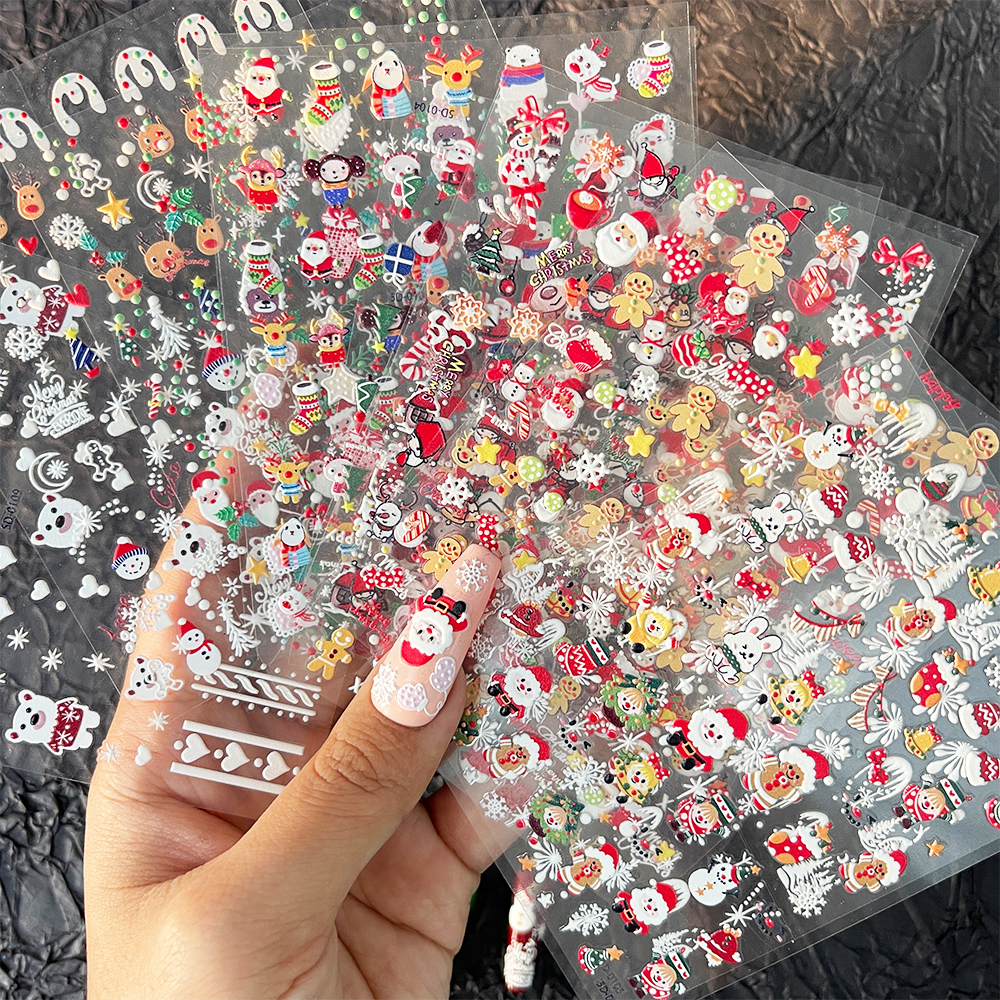 Best of 1PC New 5D Santa Claus Christmas Tree Nail Stickers Winter Snowman Snowflake Self-Adhesive Slider Nail Art Decorations Accessory Reviews & Tips