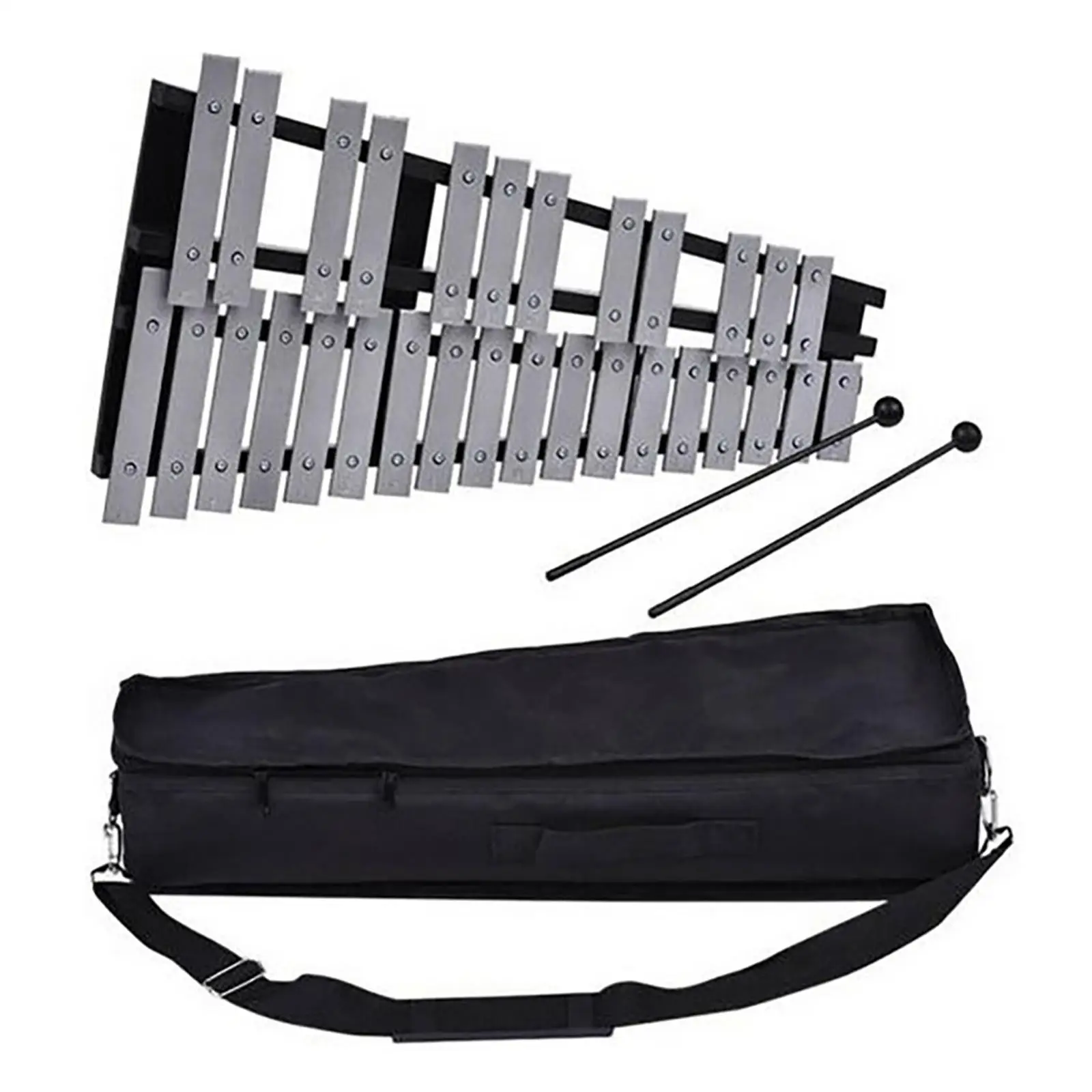 Metal 32 Note Glockenspiel Xylophone Bell Percussion Instrument Kit and Carrying Bag Includes 2 Mallets for Birthday Gift