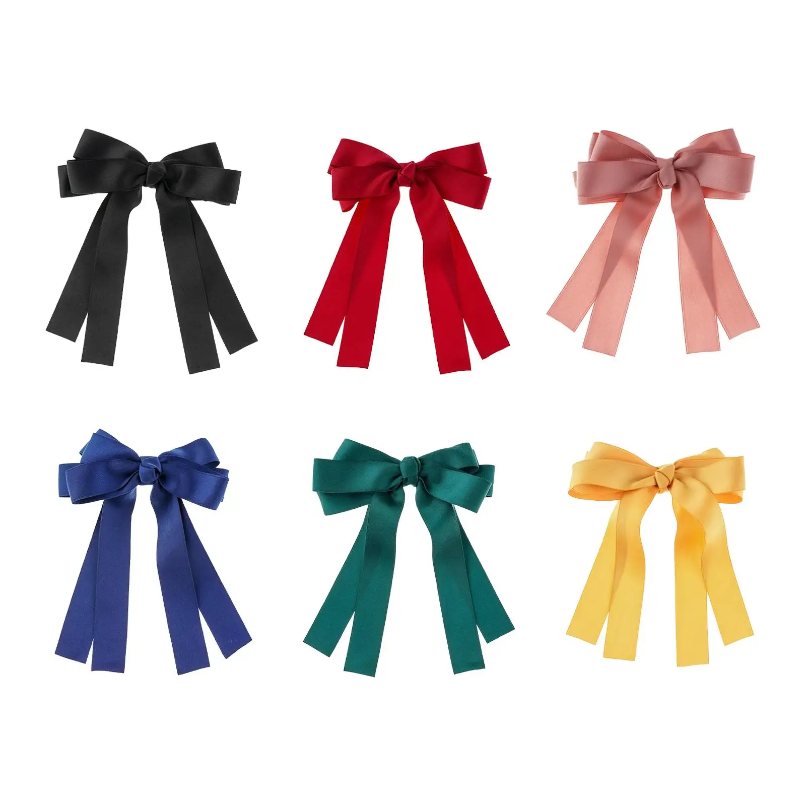 Women Big Bow Barrettes Long Ribbon Hair Pins Hairpin with Long Tail Aesthetic Satin Layered Oversized Hair Bows for Party