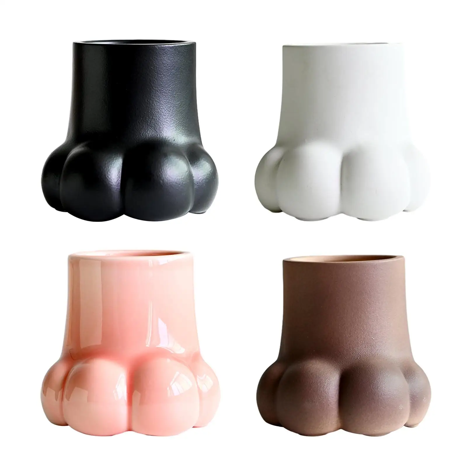 Ceramic Kitten Claw Vase Flower Pot Contemporary Multifunctional Stylish Porcelain Vase Handmade Vase for Cafe Restaurant