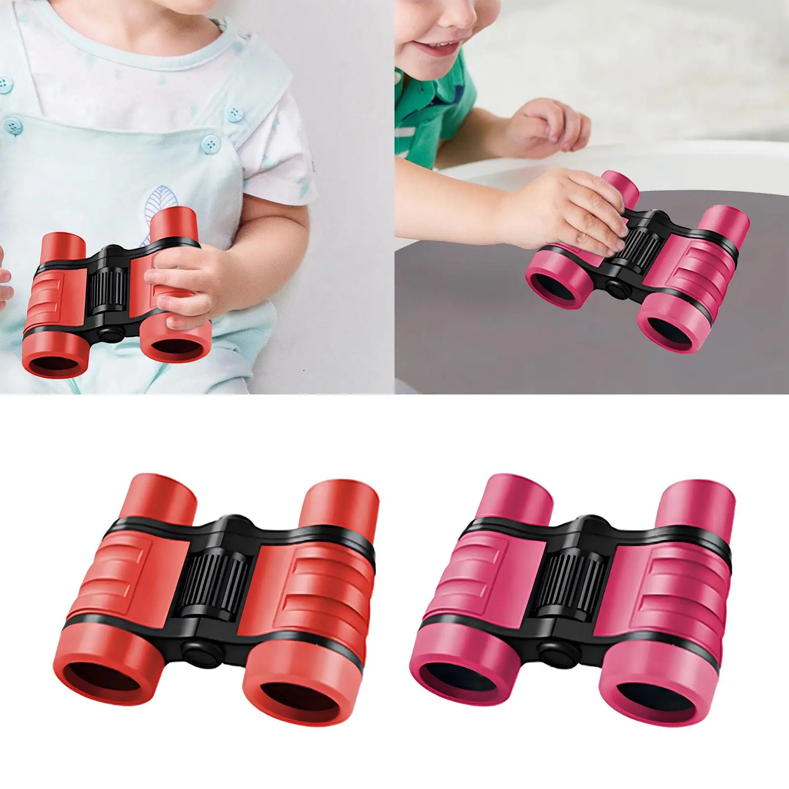 Kids Binoculars Toy 4x30 Learning Portable Children Magnification Toy for Outdoor Activity Hiking Present Ages 3-12 Years