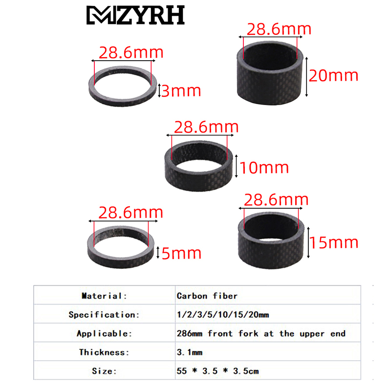 Description Picture 6 of itemMTB Bicycle Headset Washer Fork Bowl Set Carbon Washers 3K Handlebar Wrist Set Pad Rings 3/5/10/15/20mm Road Bike Accessories