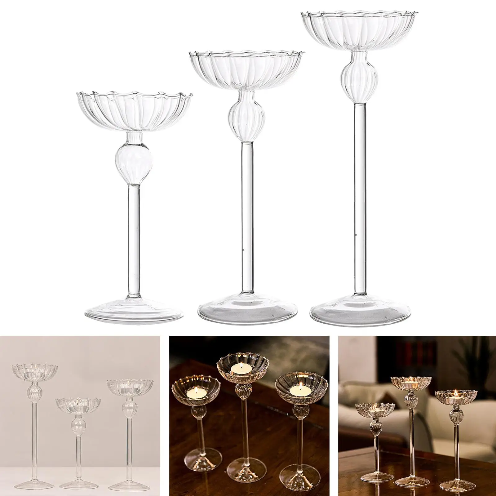 European Style Candle Holder Glass Candlestick Stand Candle Stand Tealight Candle Holders for Wedding Table Centerpiece Decor