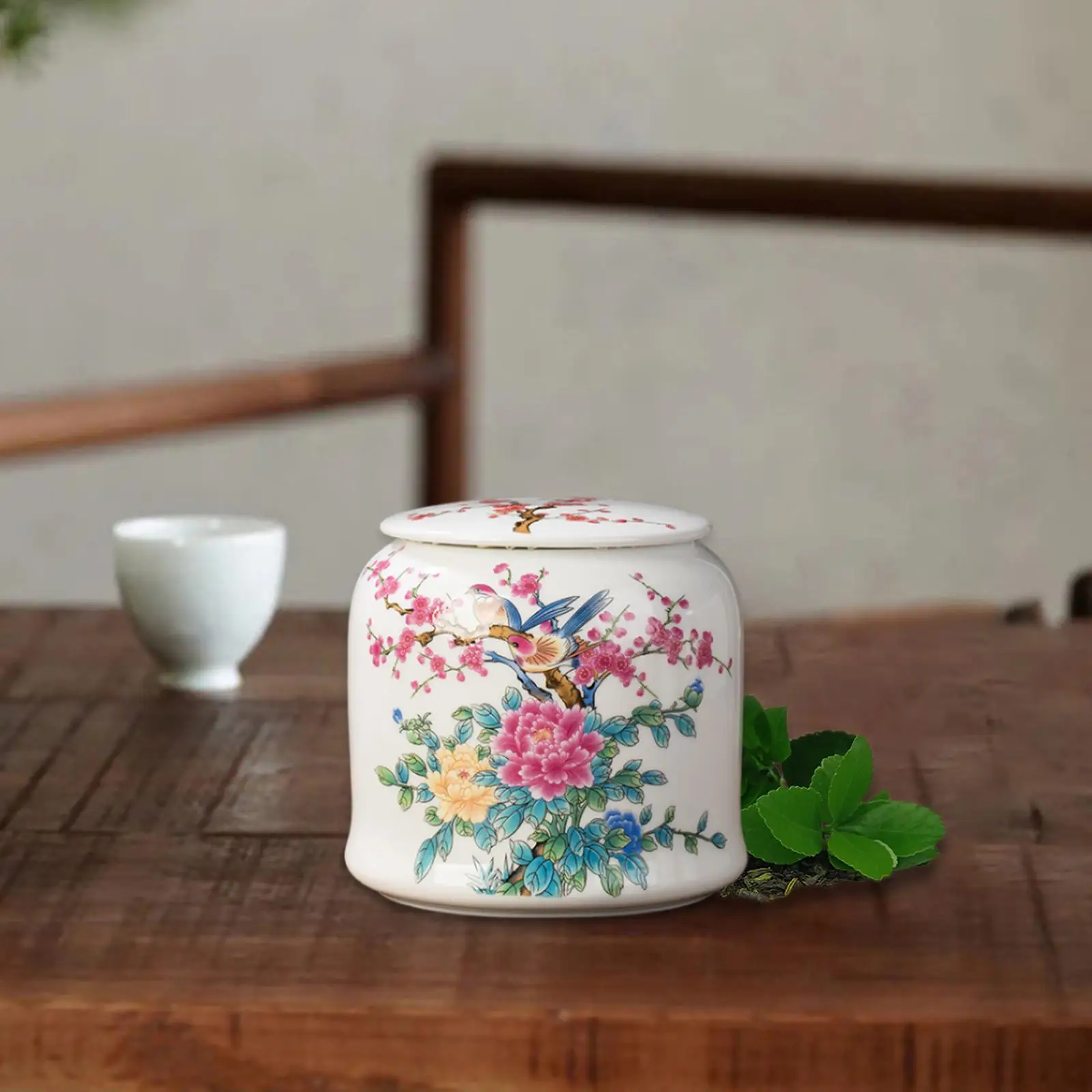 Tea Storage Porcelain Tea Canister Ginger Jar Fine Workmanship Chinese Style for Kitchen Coffee Condiment Tea Container