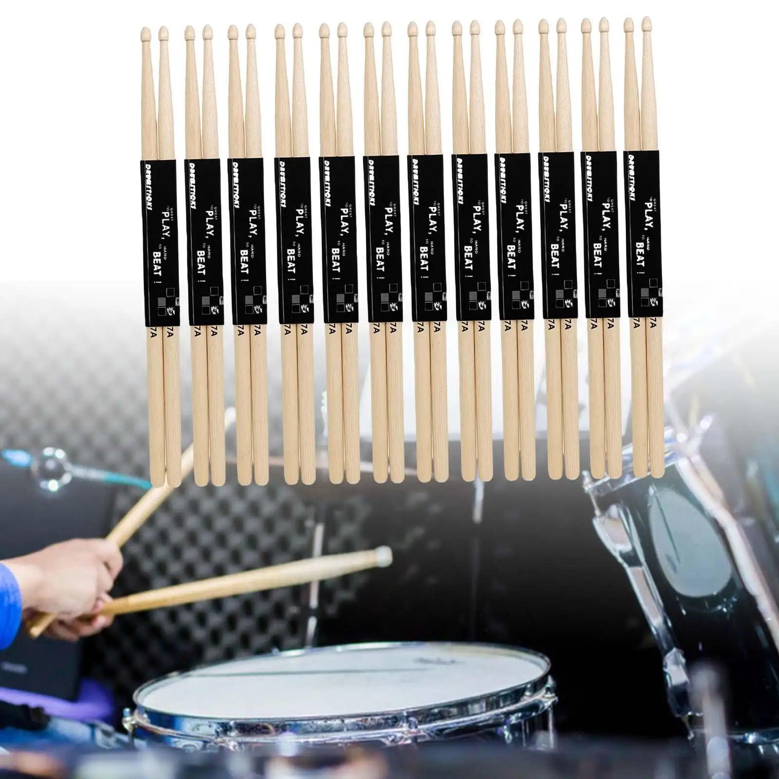 12 Pairs Classic Professional Wooden Drumstick for Children Beginners Kids