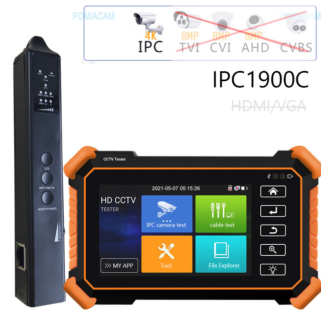 CCTV-tester-monitor IPC camera tester poe 8MP AHD TVI CVI SDI cable tracer  RJ45 cable TDR test Rapid ONVIF cctv tester tool - AliExpress