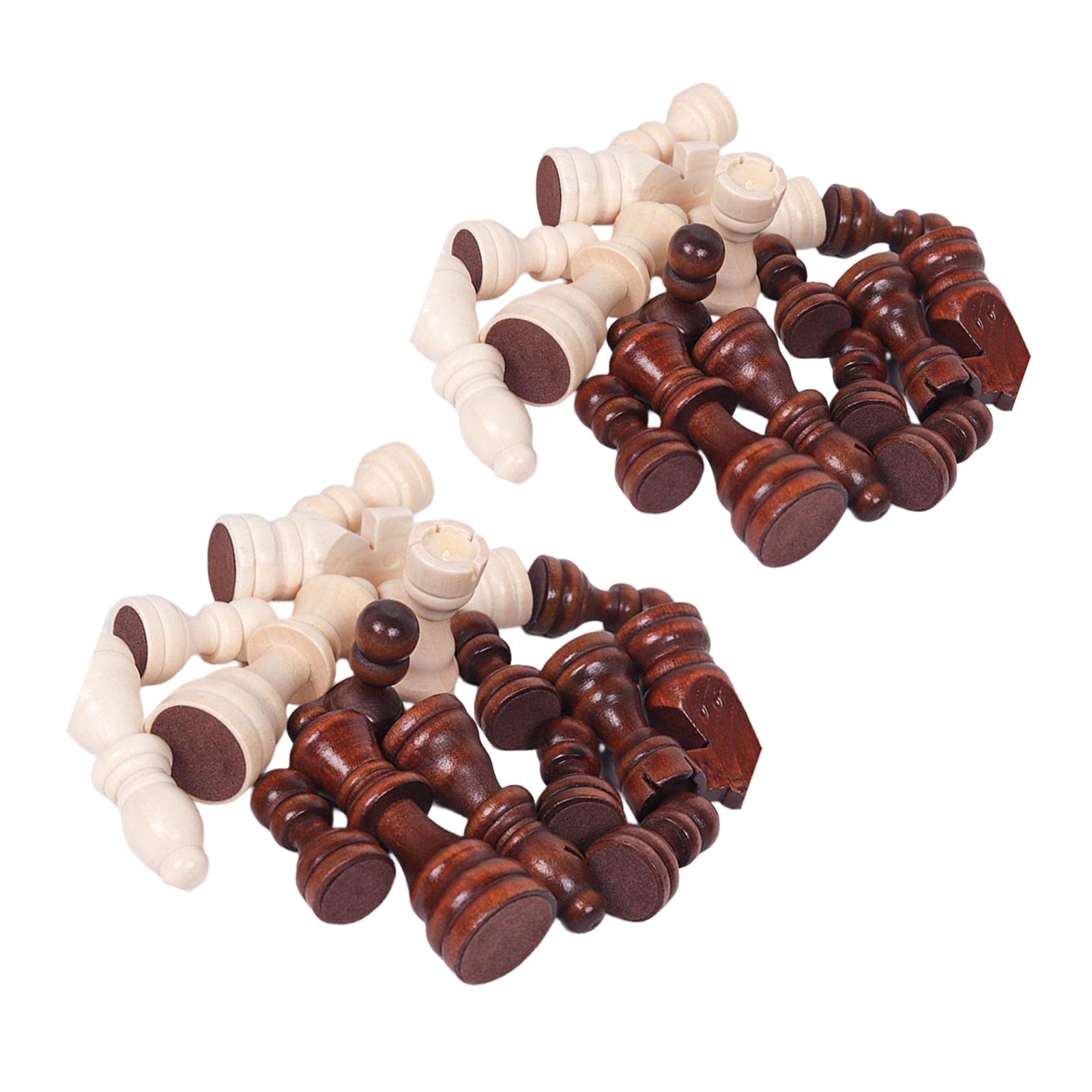 Wooden Chess Pieces Set 32 Pieces Develop Intelligence Puzzle Game Accessories Exquisite Workmanship
