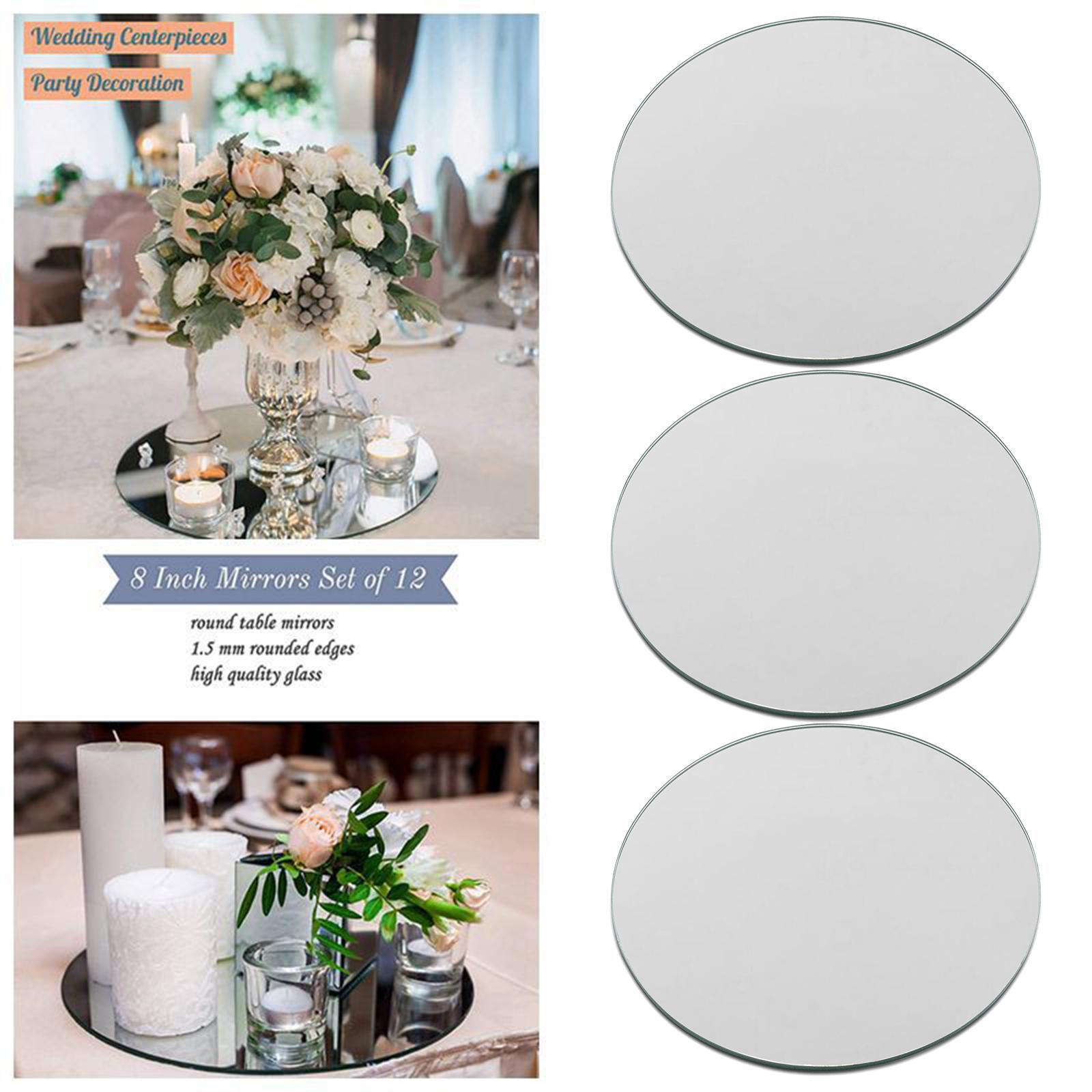 Set of 3 Round Mirror Plate Candle Holder Organizer for Wedding Centerpieces