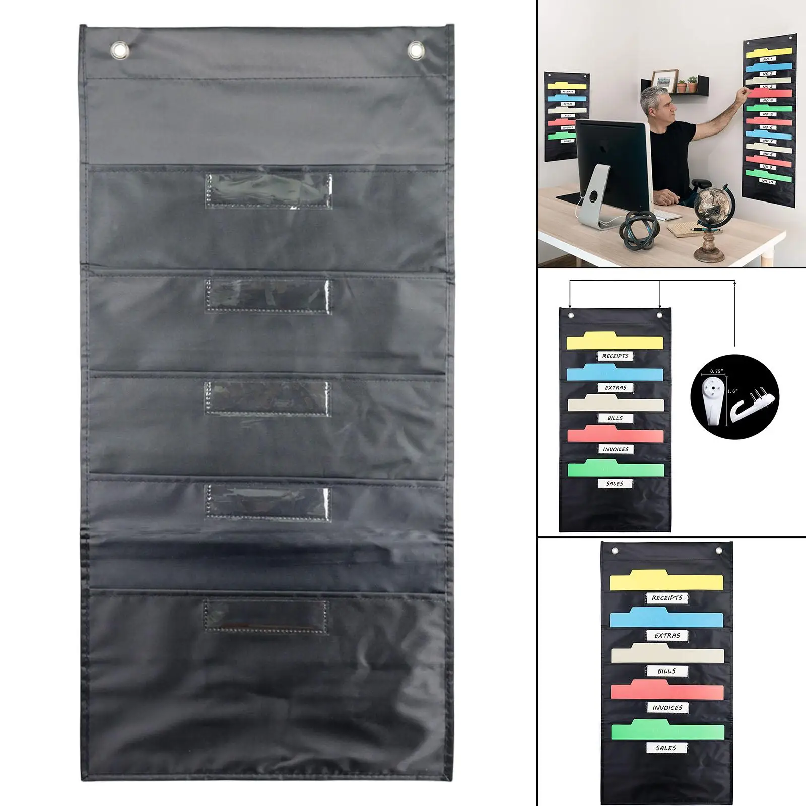 5 Pockets Storage  and  label Window Organizer for Scrapbook Papers Assignments