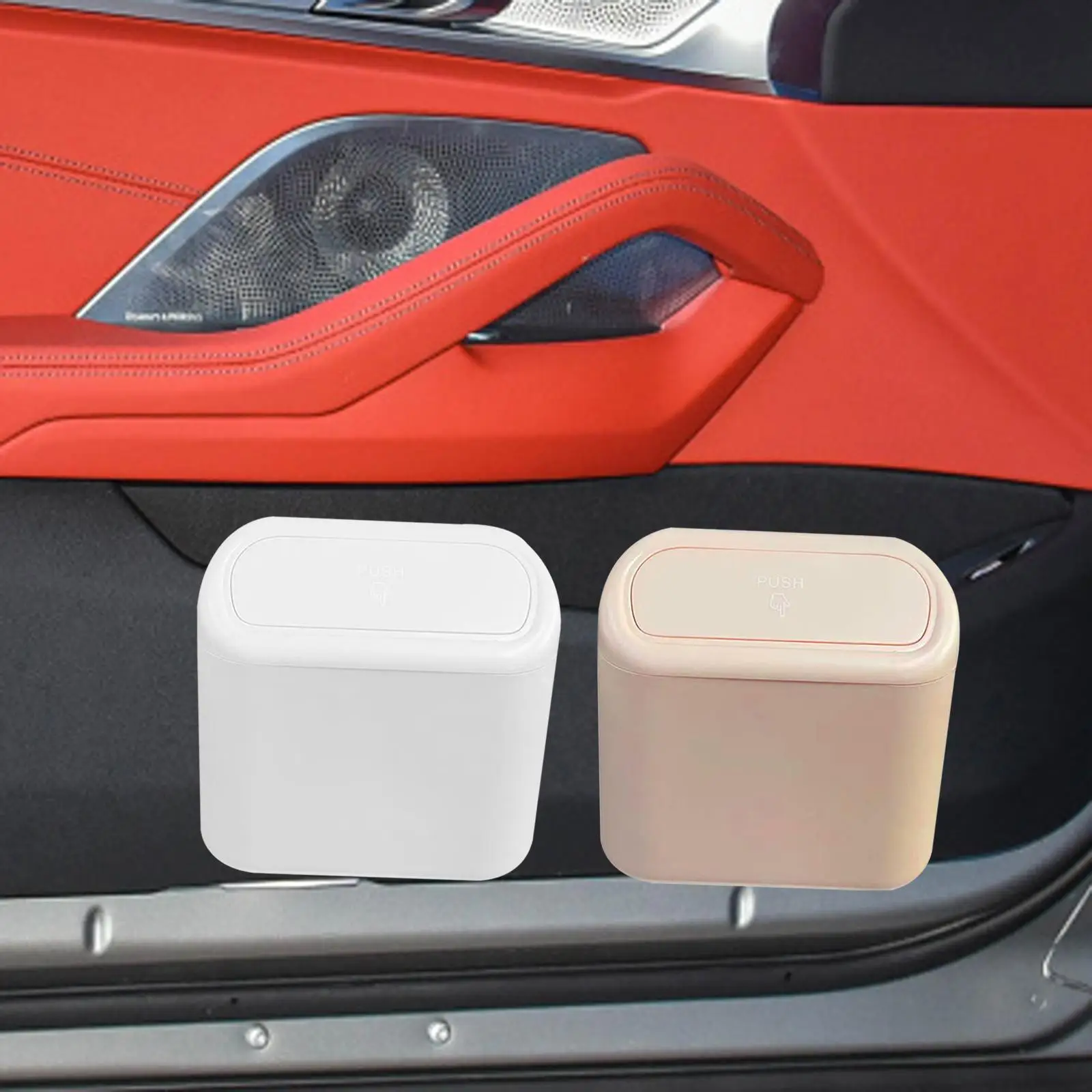 Car Trash Bin with Lid,  Garbage Can  Mini Car Accessories Trash Bin Car Dustbin Organizer Container for Car office and home