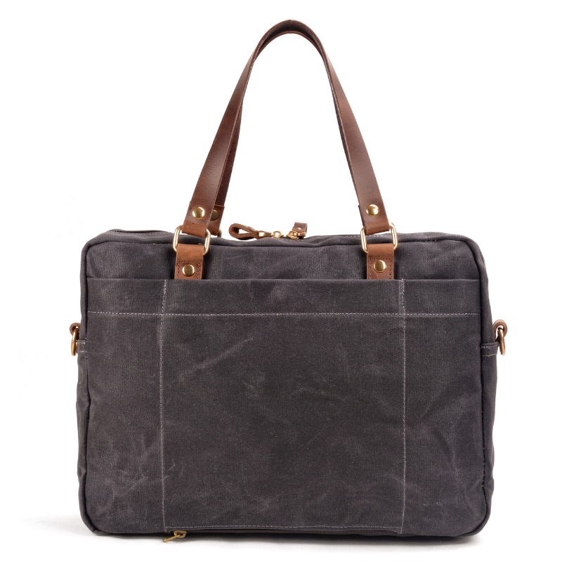 Grey Mens & Womens Canvas Leather Briefcase Bag