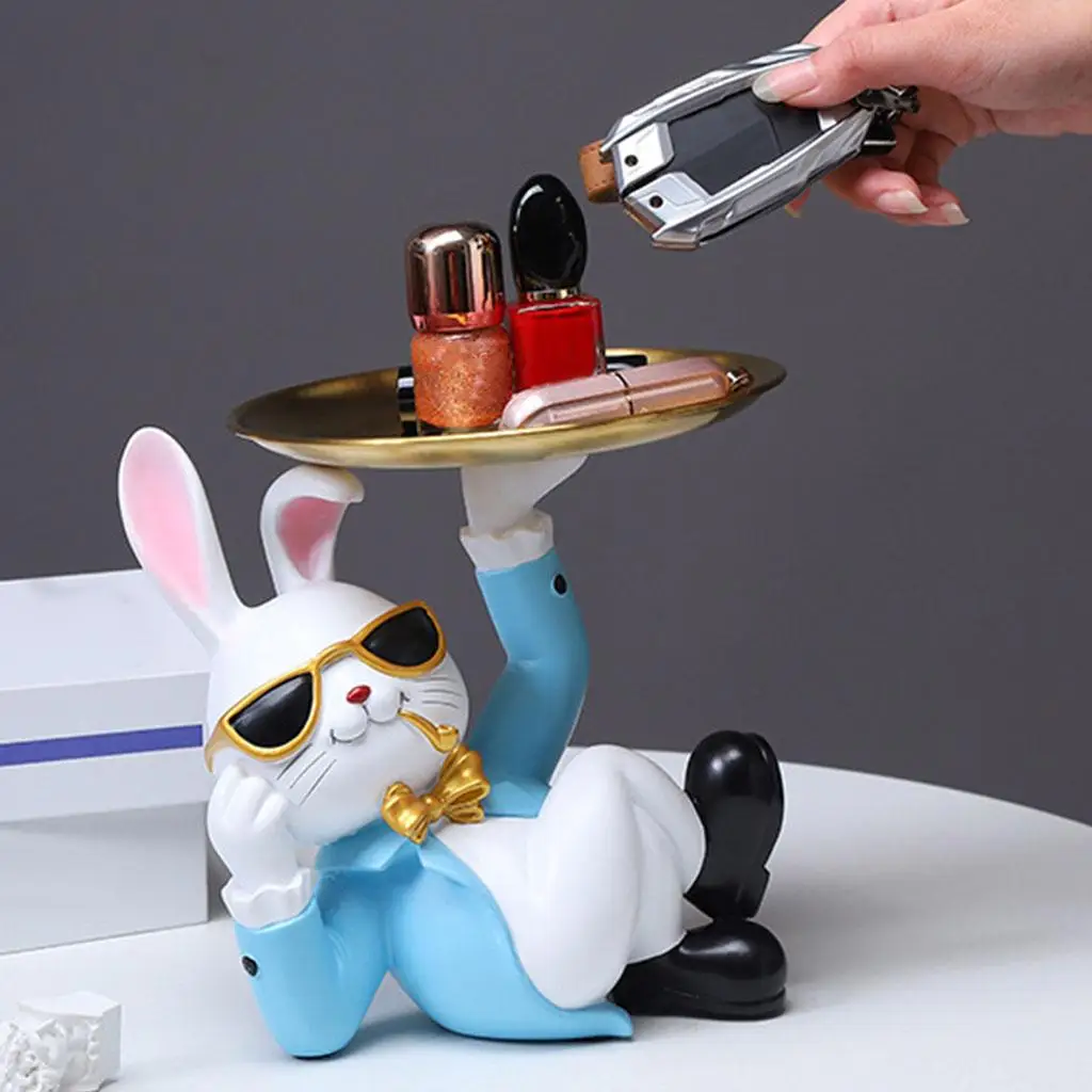 Rabbit Storage Tray, Key Jewelry Holding Bowl for Porch Desktop Miniature Crafts