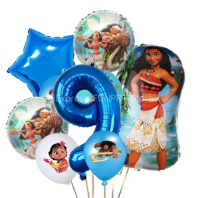 9pcs Disney Moana Balloons Girls Birthday Party Decorations 32inch Blue  Number Baby Shower Kids Toys Globos Princess Girls Gift - AliExpress