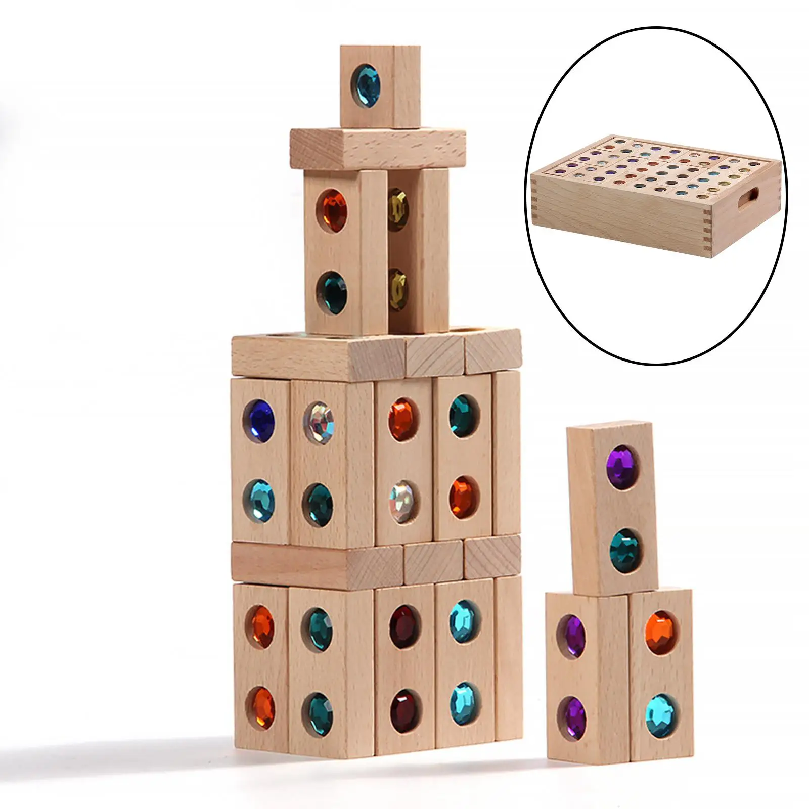 128pcs Toddlers Stacking Blocks Balancing Gems Blocks Preschool Toy Gifts