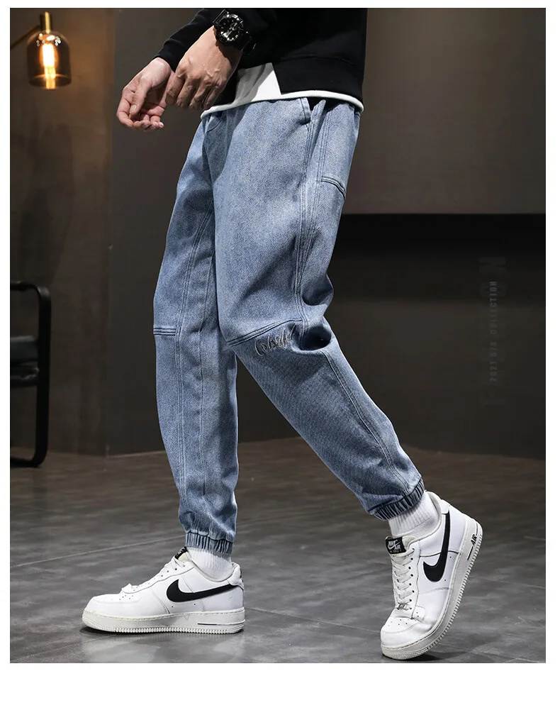 slim fit jeans Men's Jeans Plus Size Loose Spring Casual Pants Outdoor Loose Fashion Ankle Tie Harem Pants Sweatpants white jeans for men
