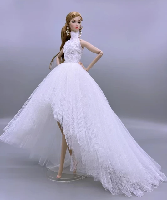 1/6 vestiti per bambole bianco collo alto coda di pesce abiti da sposa per  Barbie abbigliamento per accessori per abiti Barbie abiti da sera