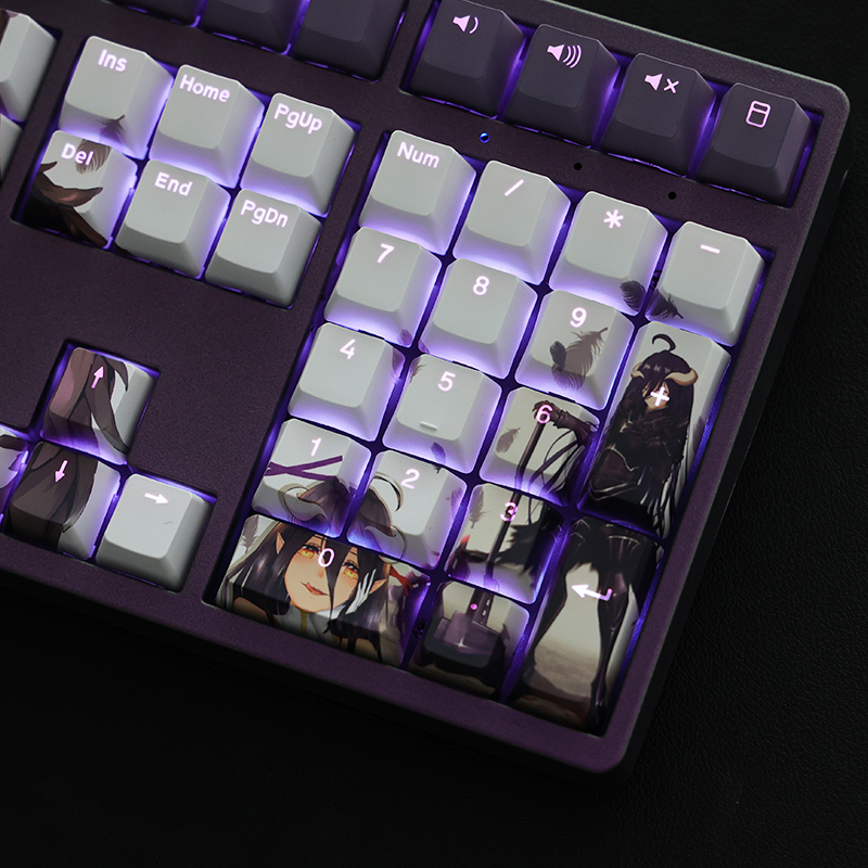 PBTSublimation Keycap, Overlord, Aboutcos Albedo, Light Novels, 108 Chaves por Conjunto