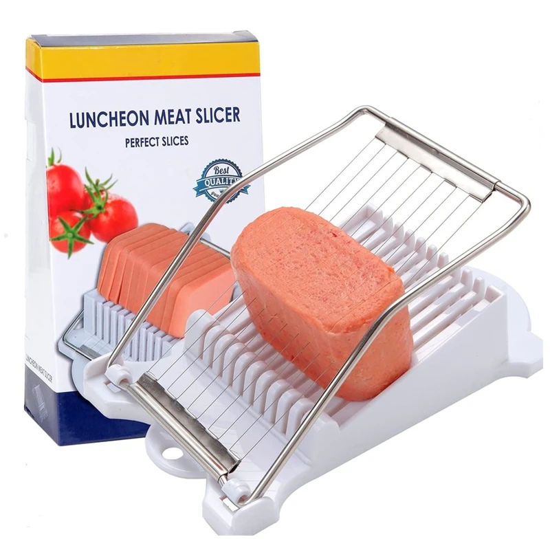 Canned Meat Slicer Kitchen Pragmatic Cutting Tools for Cutting Tomato Cheese Boiled Egg Spam for Daily use Stainless Steel Luncheon Meat Cutter Blue 