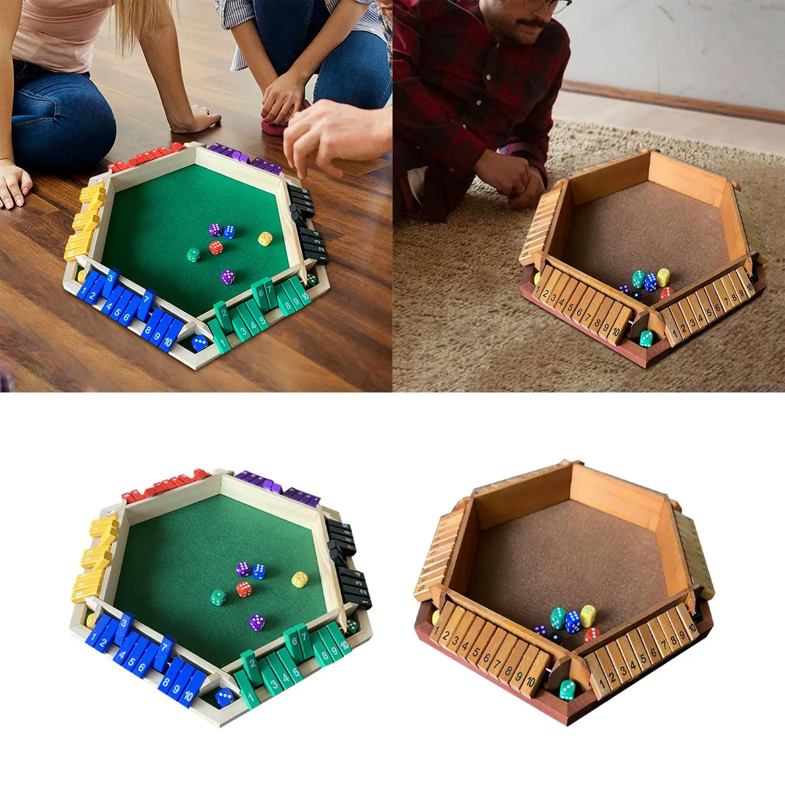Wooden Table Dice Games Party Game Wooden Table Board for Family Adults Cafe
