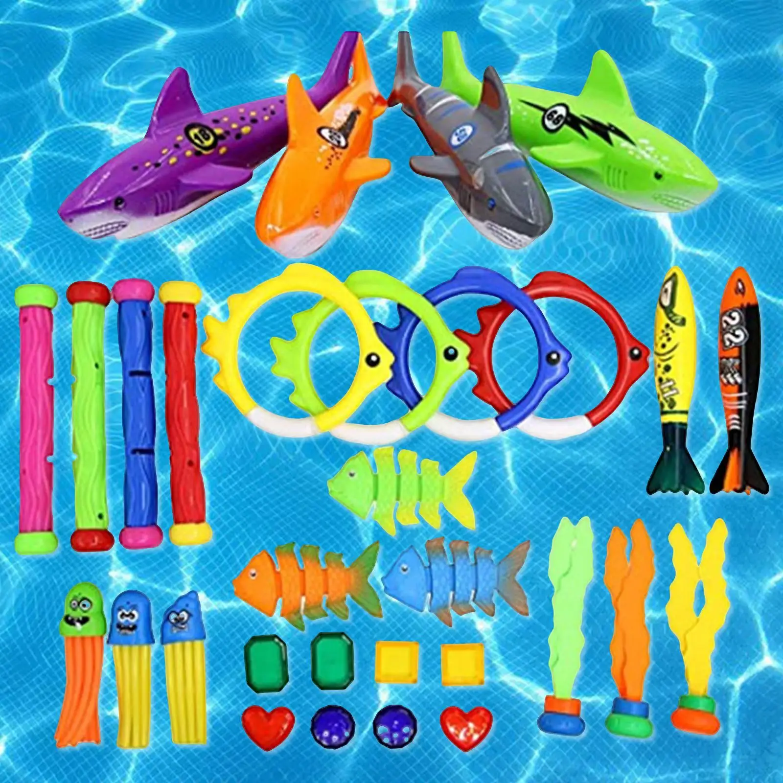 Funny Diving Pool Toys Included Sparkling Gems Swimming Pool Toys for Kids