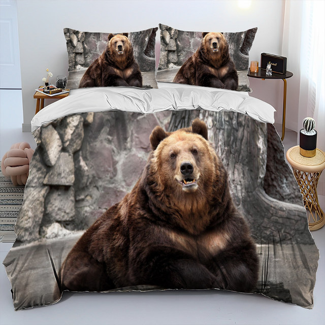 Set biancheria da letto piumino animale orso polare orso bruno, Set  copripiumino copripiumino federa, Set biancheria da letto matrimoniale King  Size adulto - AliExpress