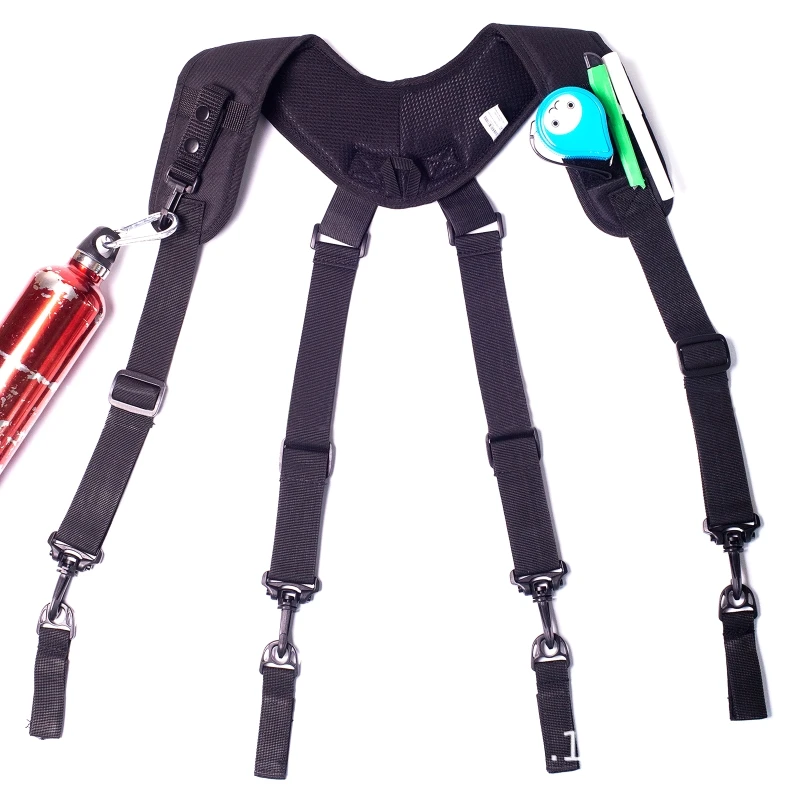 E5BE Heavy Duty Belt Harness Combat Tool Adjustable Tactical-Suspenders with Keychain tool bag with wheels
