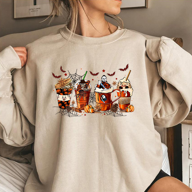 Shops Spooky Christmas Coffee Cropped Sweatshirt - Holiday Sweatshirt - Coffee Sweatshirt