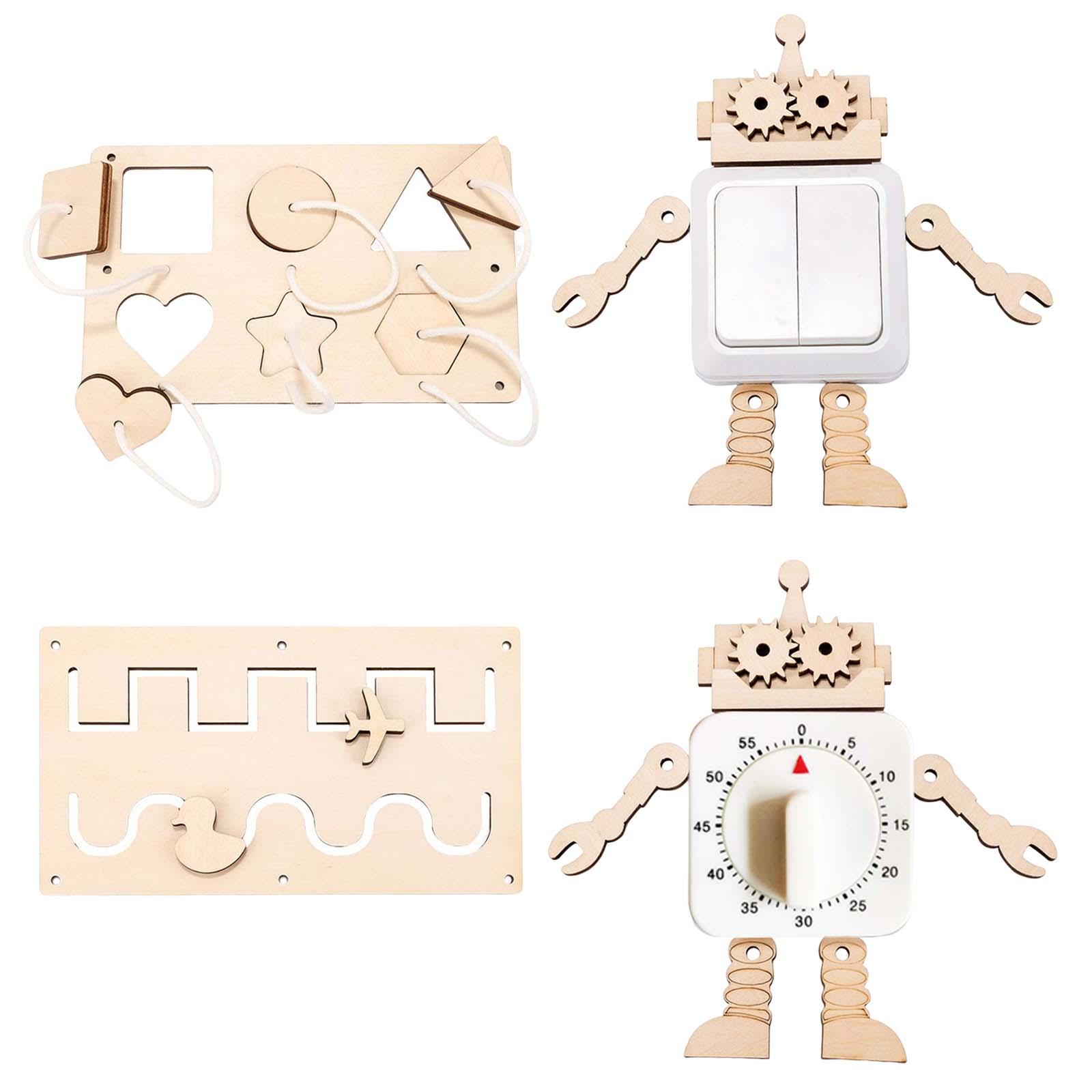 Kids Busy Board DIY Accessories Unpainted Motor Skill Activity Center Board for Plane Travel Toys Children Preschool Kids