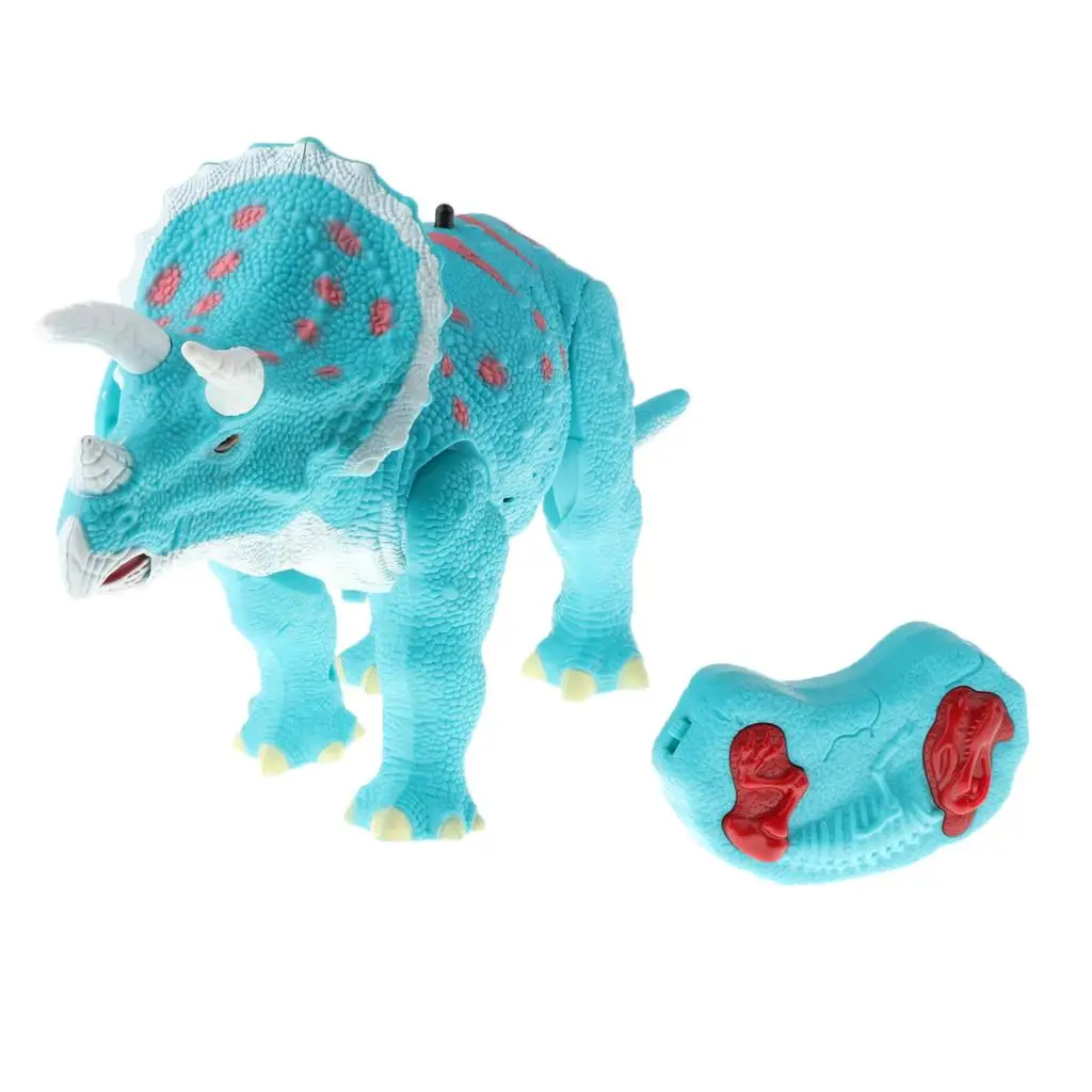 Remote Control Walking Triceratops Dinosaur Toy W/  Action Figure