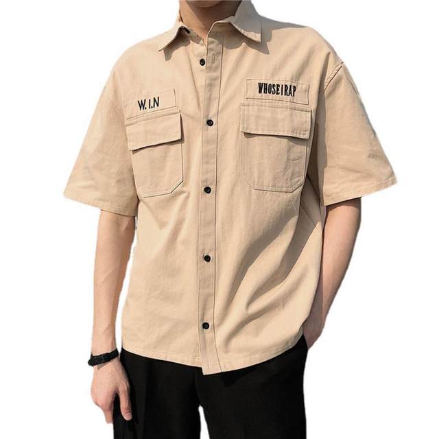 Chemise Cargo Manches Courtes Homme - Tissu Polyester Vintage - Multi-poches - Taille M à 3XL - Couleur Kaki - Parfaite été Et Vacances