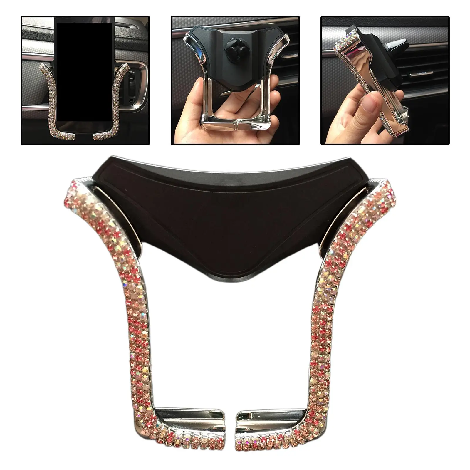 Stylish Bling Car Phone Holder, Clip with Crystal Rhinestone
