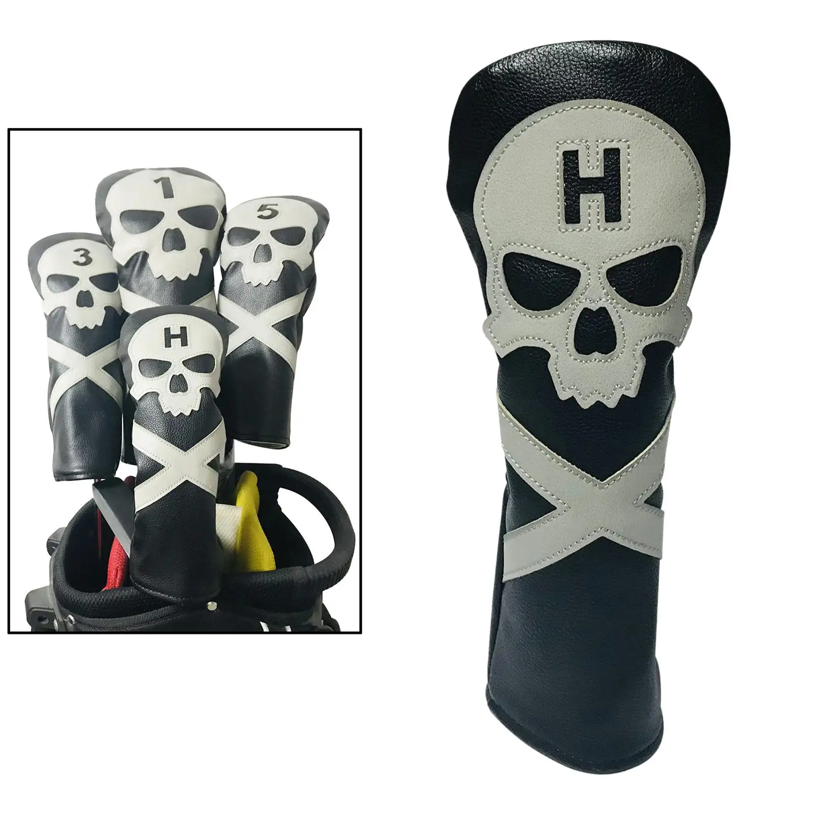 Waterproof PU Leather Golf Headcover  3 5 UT Wood Fairways Driver Hybrid Head  with No. Tag, Golf Accessories