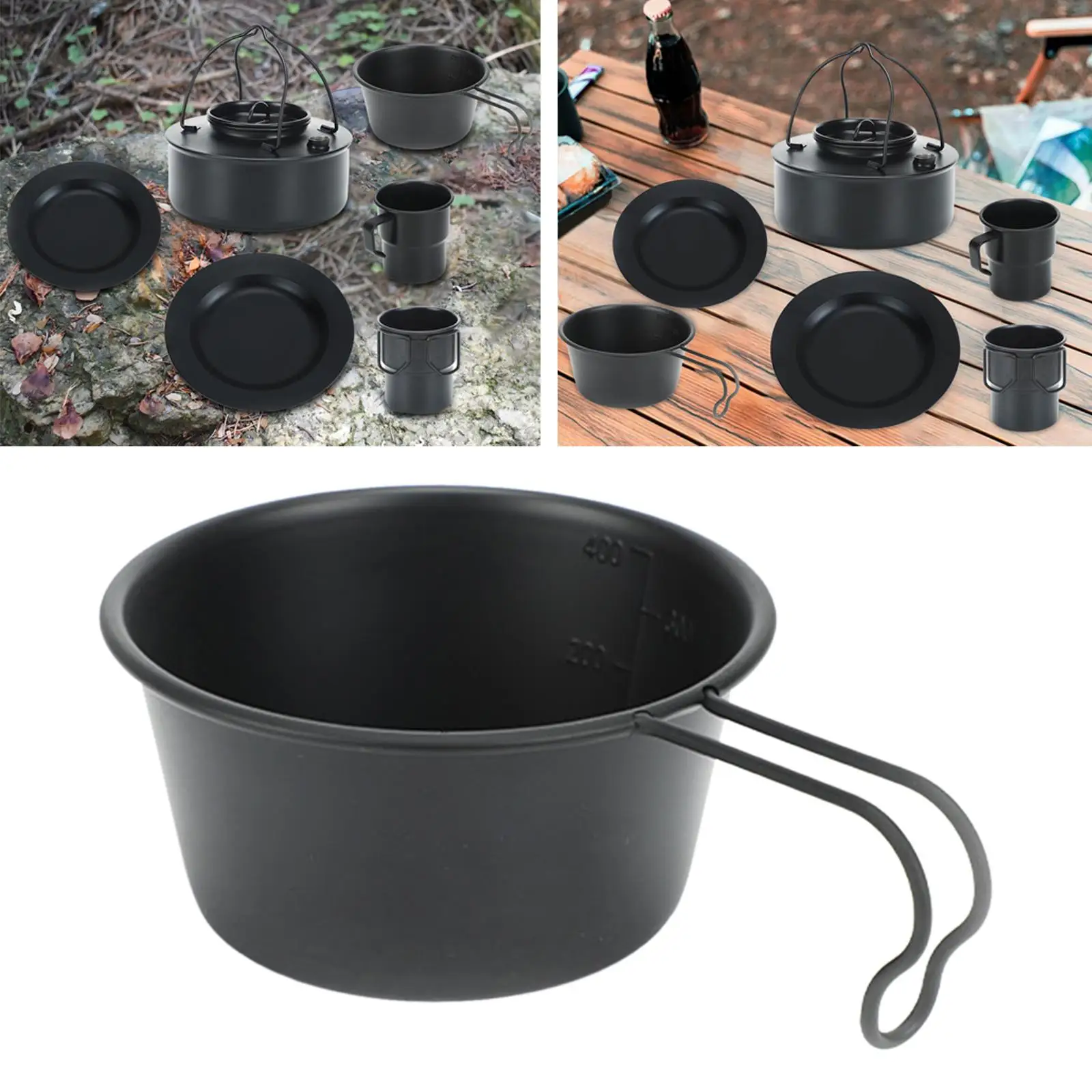 Lightweight Camping Bowl with Handle Utensil Stovetop Pot Outdoor Dinnerware for Fishing Hiking Backpacking Picnic Travel