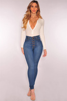 High-Waisted Stretchy Slim Fit Denim Jeans Jeans color: Dark Blue|Light Blue