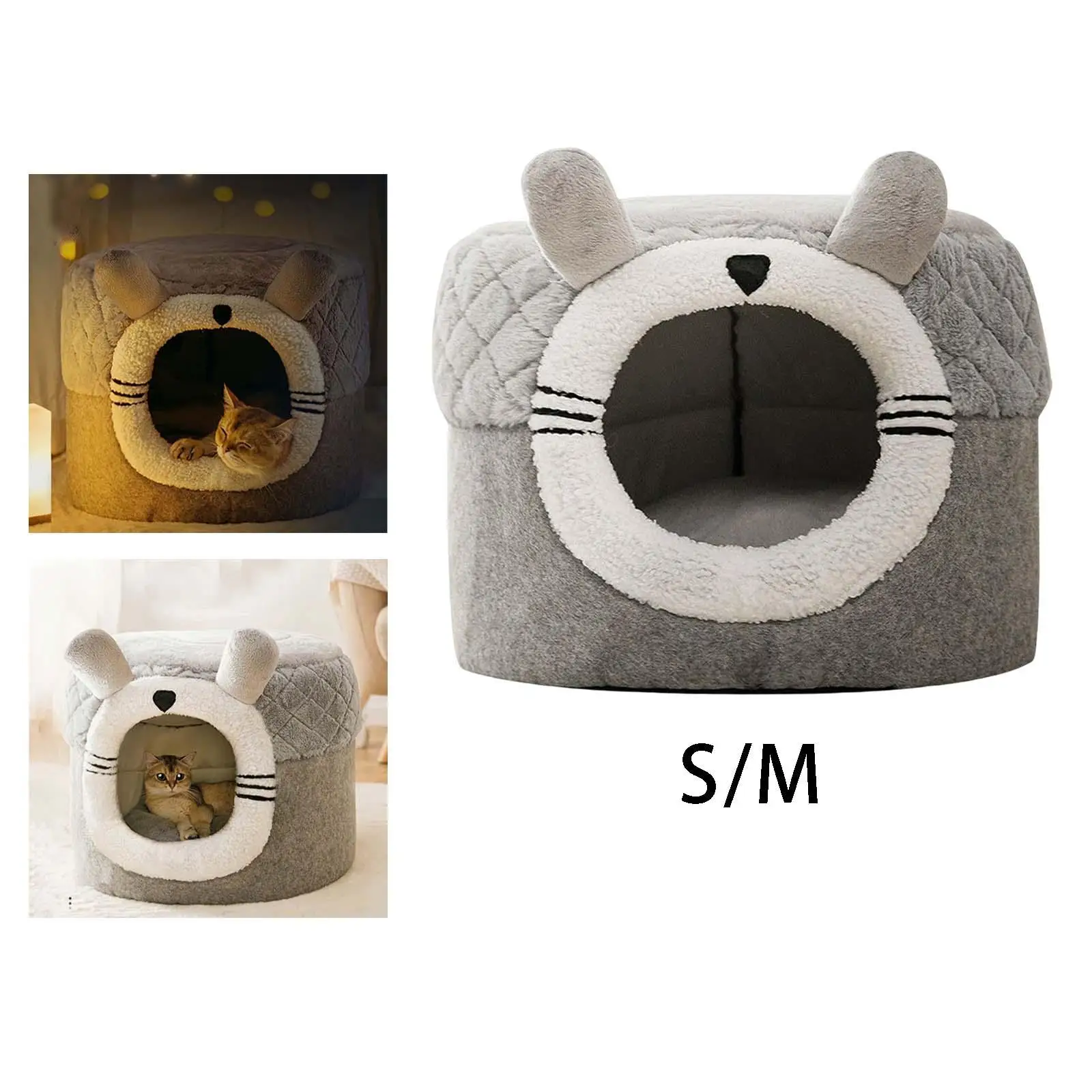 Foldable Cats Bed Removable Cushion Nest Winter Comfortable Non Slip Washable Bed Tent Cave Soft Warm House Kitten Shelter