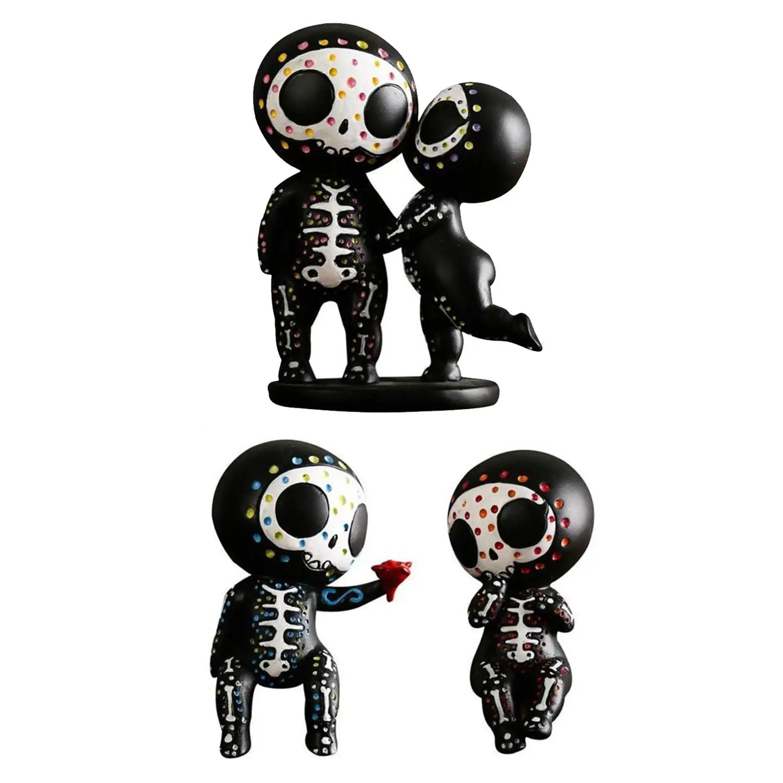 shamjina 2 Pieces Sugar Skull Couple Statue Skeleton Couple Decoration