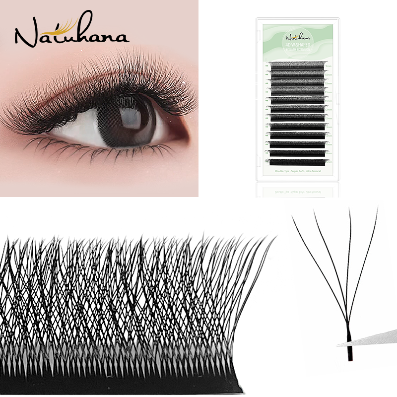 Best of NATUHANA W Shaped 4D 5D 6D Clover Eyelash Extensions Individual Premade Russian Volume Fan Soft Natural Mink False Lashes Makeup Reviews & Tips