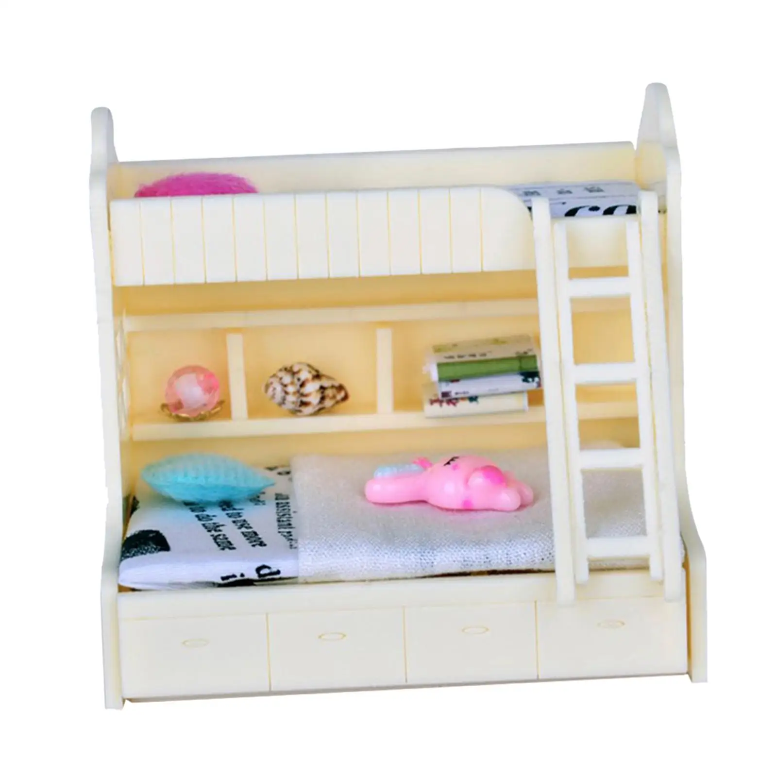  Miniature Bunk Bed Model /12 Dollhouse Kids Bedroom Furniture