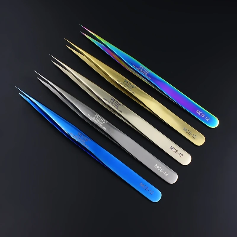 Best of 100% Genunie VETUS MCS-15 / 12 Series Rainbow Tweezers False Eyelash Extension Tweezer Stainless Steel Colorful Tweezers Reviews & Tips