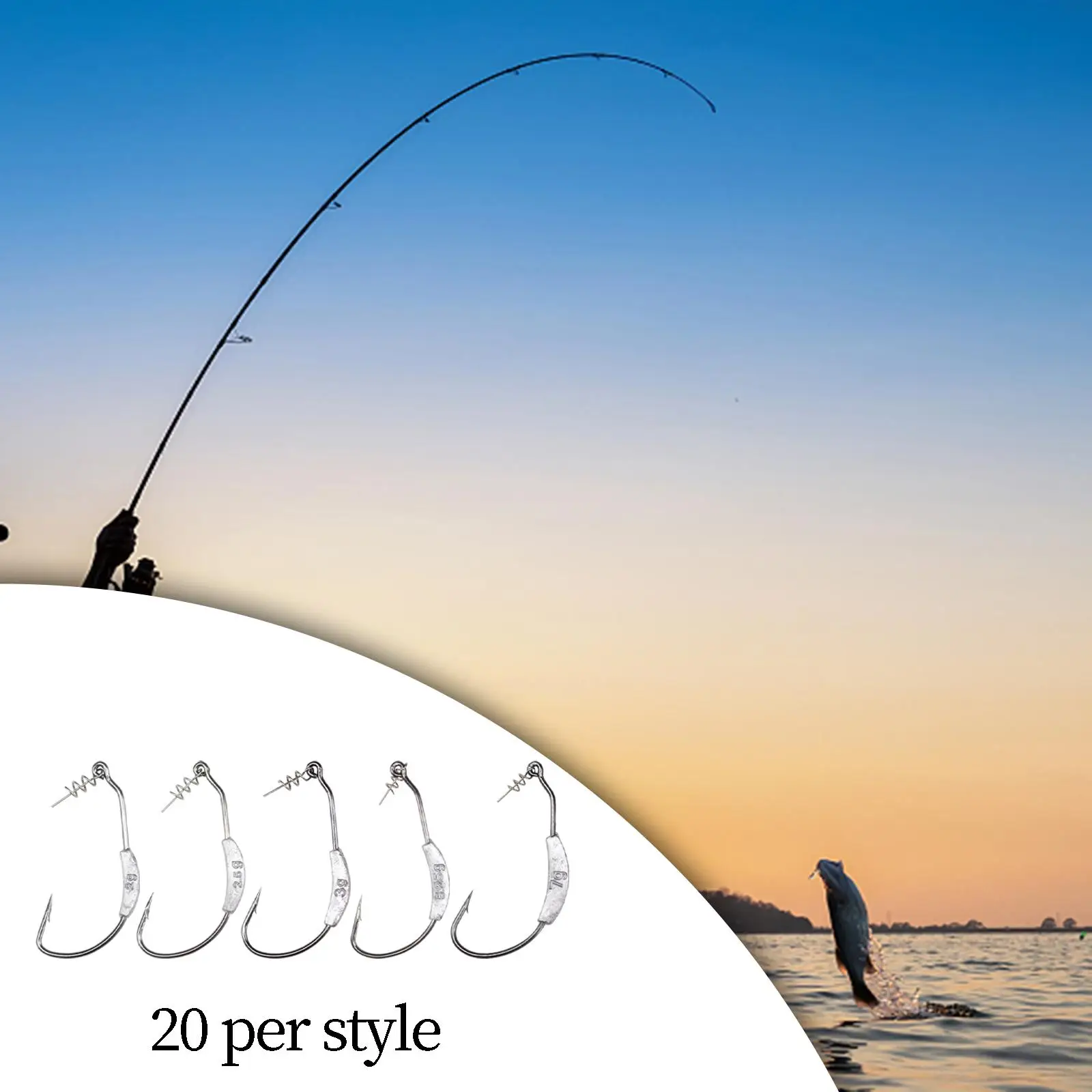 20x Fishing Hooks Weighted Hooks Sea Fishing Fishing Tackle Accessories Catfish