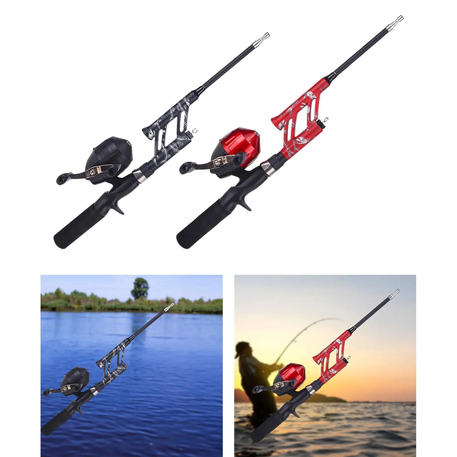 Fishing Rod and Reel Durable 29.9inch Length Spincast Reel Telescopic Fishing
