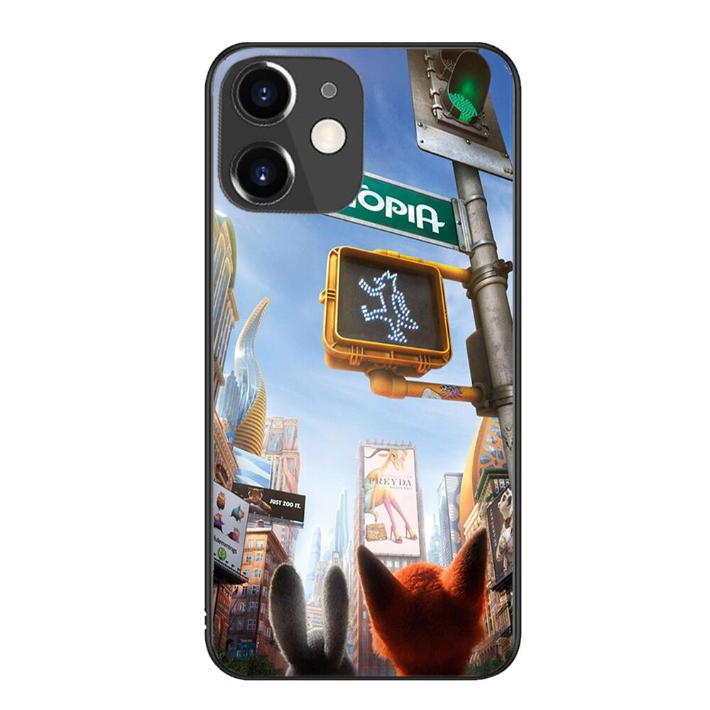 Zootopia cartoon Black mobile phone case For IPhone 13 12 11 Pro Max Mini SE XR X XS  Max 8Plus 7plus 6 6S  New Shell phone Case cute iphone xr cases