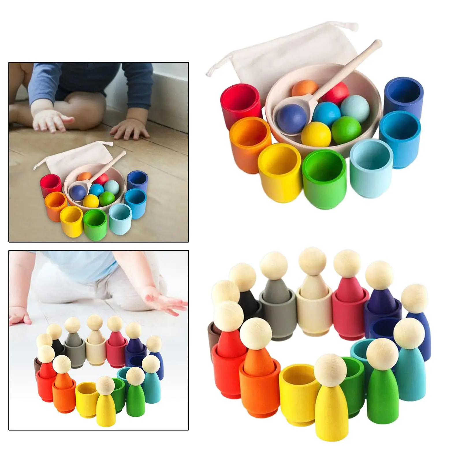Toddlers Balls in Cups Montessori Color Sorting and Counting Board Game Preschool Learning Toy for 1+ Year Old Kids Children
