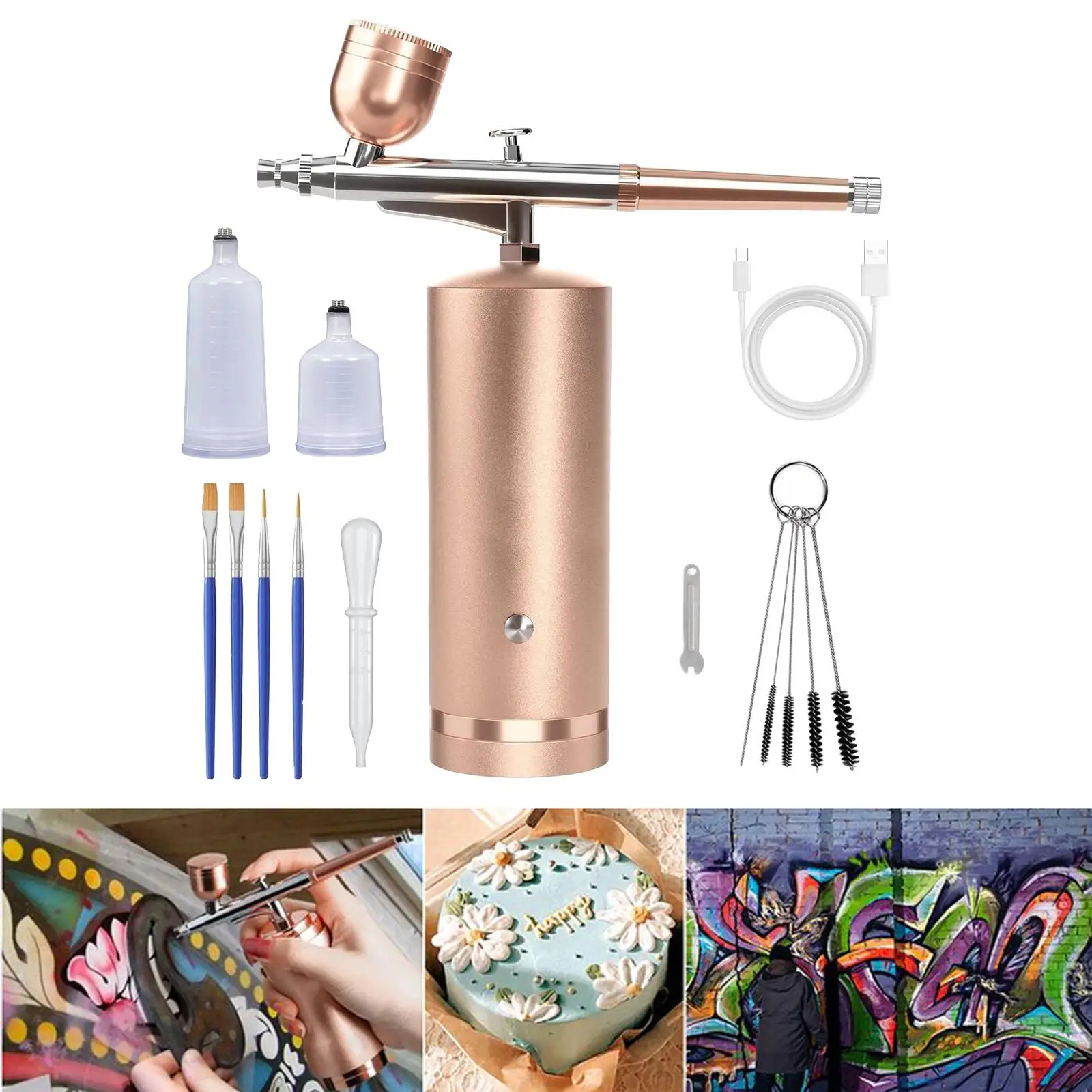 Airbrush Set 48 PSI and Cleaning Brush Set Cake Airbrush Decorating for Cakes Decor Model Coloring Clothes Coloring Makeup Craft