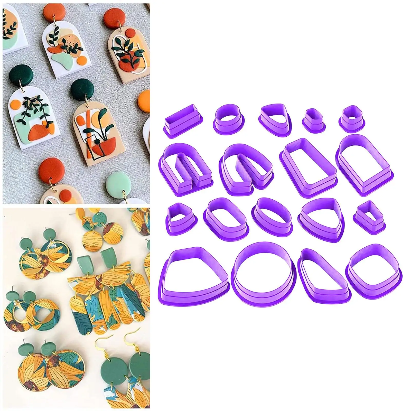 18x Polymer Clay Cutters Earring DIY Accessories Shapes Clay Cutting Tools