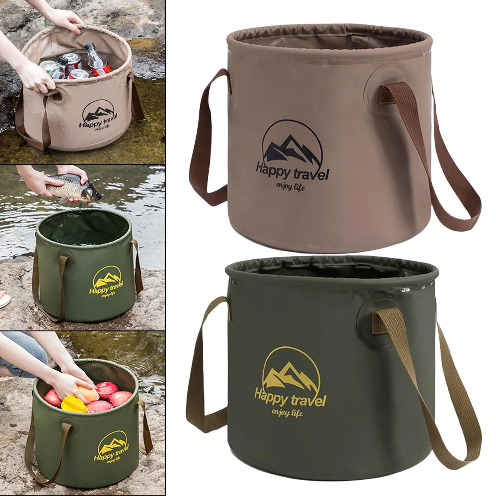 Collapsible Bucket Foldable Water Storage Container Fishing Bucket Wash Basin for Camping Travelling Outdoor Fishing Car Washing