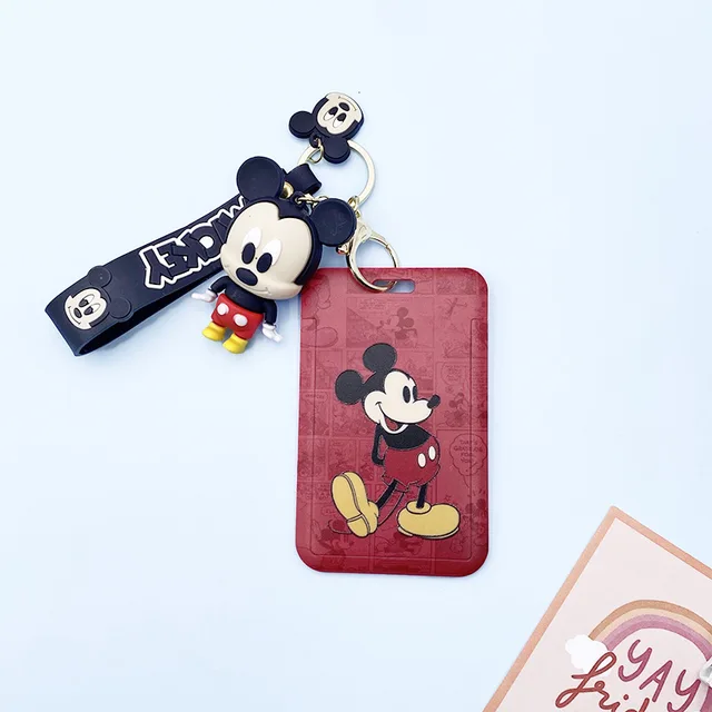 Disney Credential Holder Mickey Mouse Minnie Donald Duck Anime Easy Pull  Buckle Card Holder Cute Student ID Case Kids Keychain - AliExpress