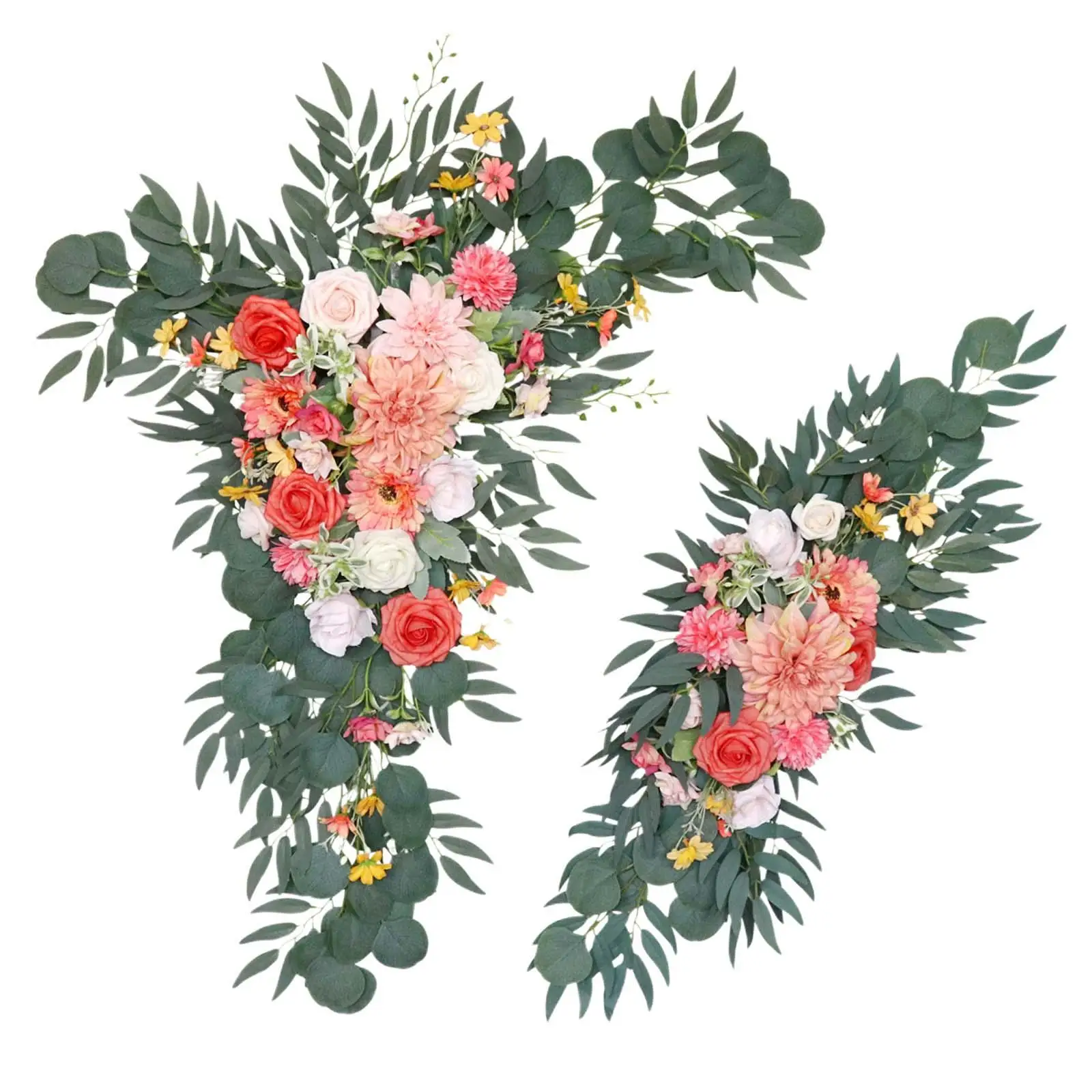 2Pcs Wedding Arch Flowers Floral Arrangement Centerpiece Wreath Arch Decor for Wedding Event Party Table Decorations